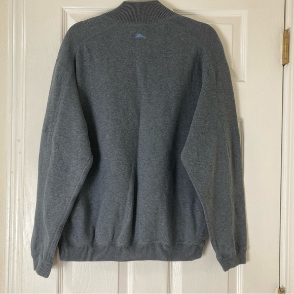 Tommy Bahama Sweater Men's Gray/Blue Quarter Zip Long Sleeve Reversible Pullover - Picture 2 of 16